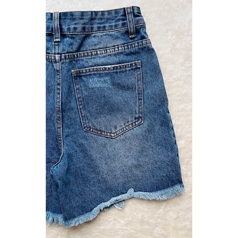NWT superdown Lennon Distressed Mid Short in Dark Blue, Size 27